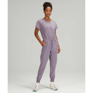 Lululemon Womens 12 Stretchy Travel Woven Jumpsuit Dusky Lavender Athleisure